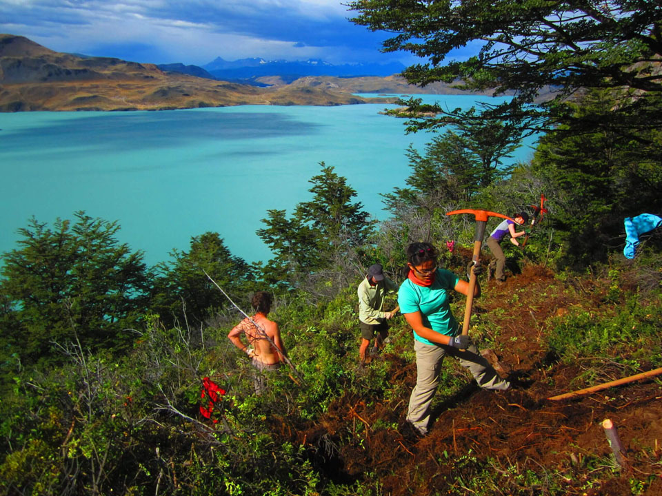 Building a trail in Torres del Paine, Patagonia