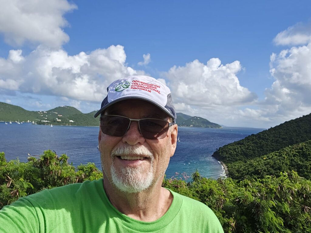 Mark Hardgrove volunteering with ConservationVIP in the Virgin Islands National Park.