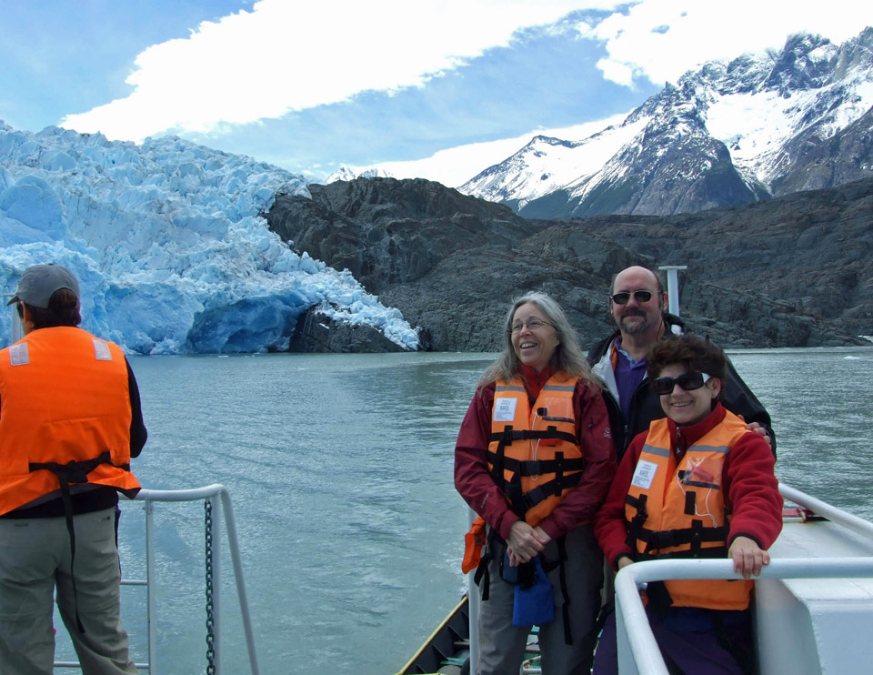 On boat to Grey Glacier
