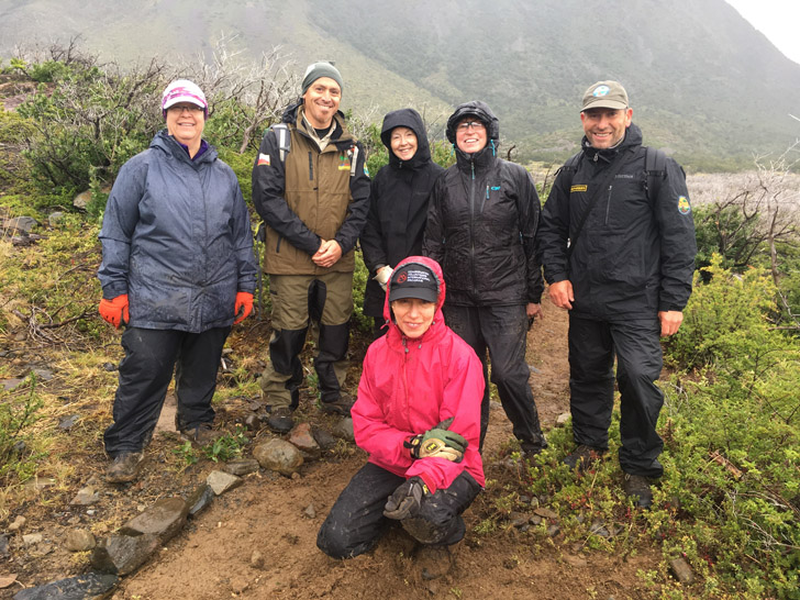 Volunteers with Park Managers in Patagonia